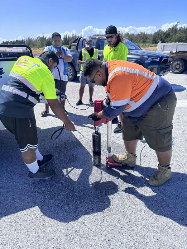 Preliminary testing on Cassidy International Airport Runway